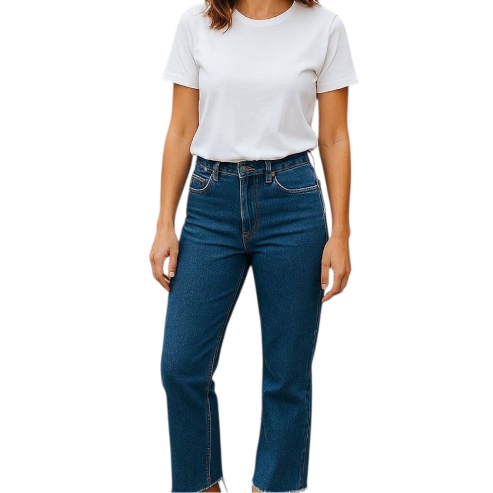 🏷NWT WOMENS  REITMANS STRAIGGT CUT LEG JEANS SIZE 31 PETITE slit and frayed hem